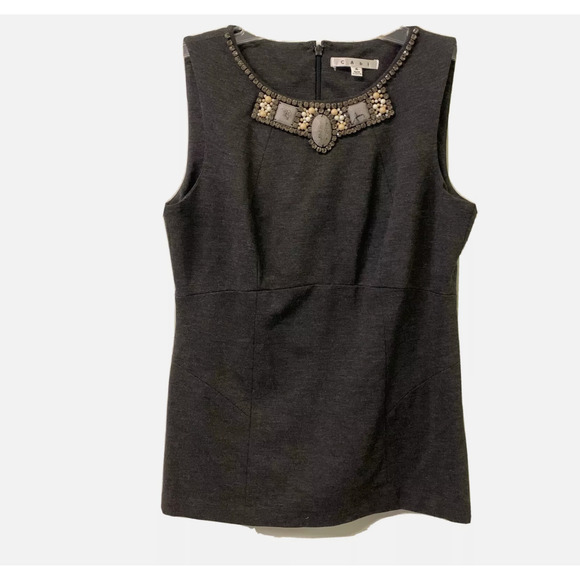 CAbi Sleeveless Blouse Womens Size 6 Charcoal The Glitz Shell Top | Gems/Jewels - Picture 1 of 8